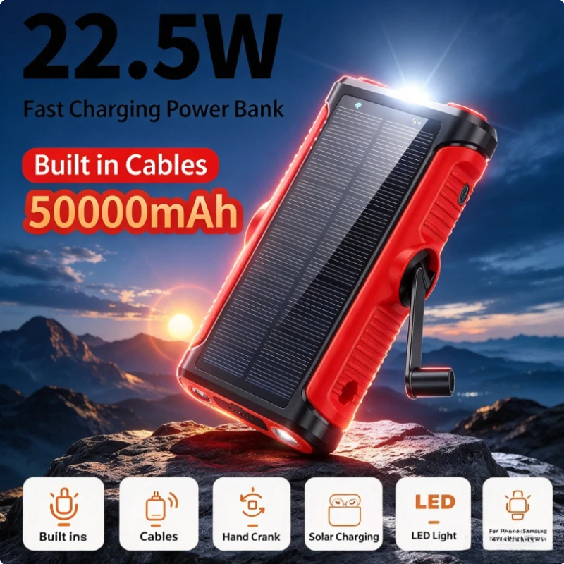Power Bank Tenaga Surya 50000m - Solar Emergency Charger ulasan dan harga