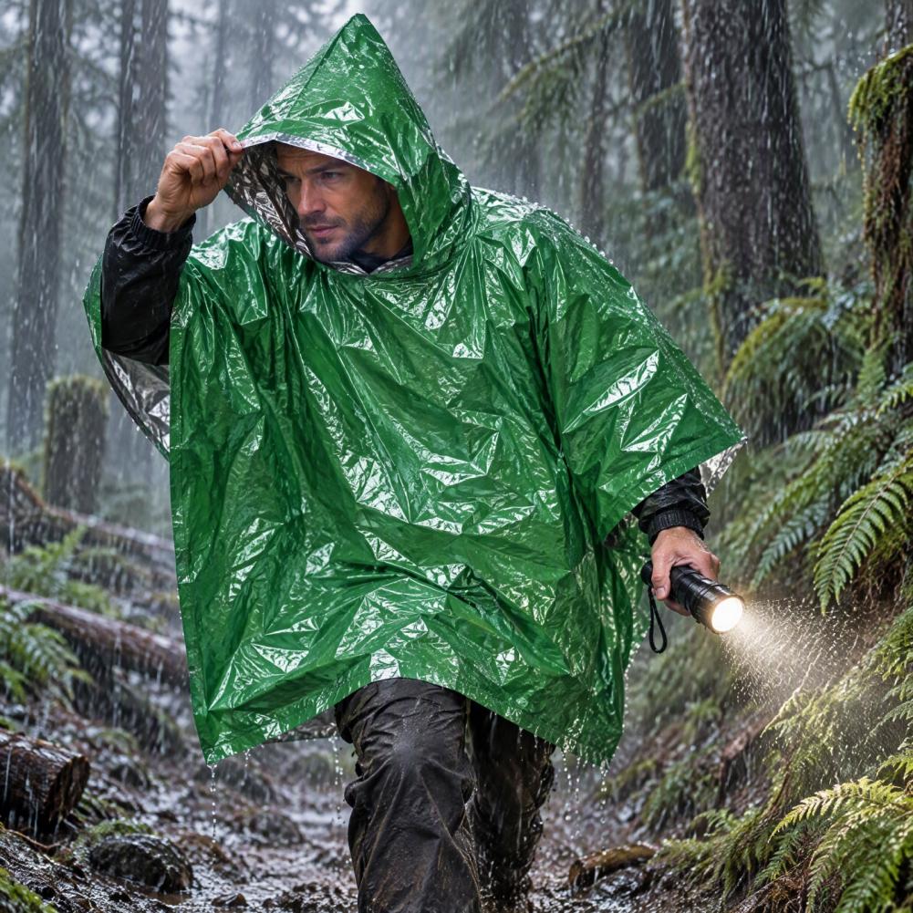 Jas Hujan Darurat Portabel, Pe - Emergency Poncho Rain ulasan dan harga