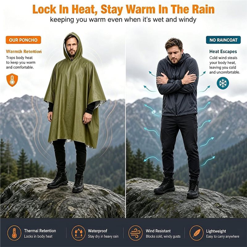 ABGH – Ponco Hujan Tahan Air u - Emergency Poncho Rain ulasan dan harga