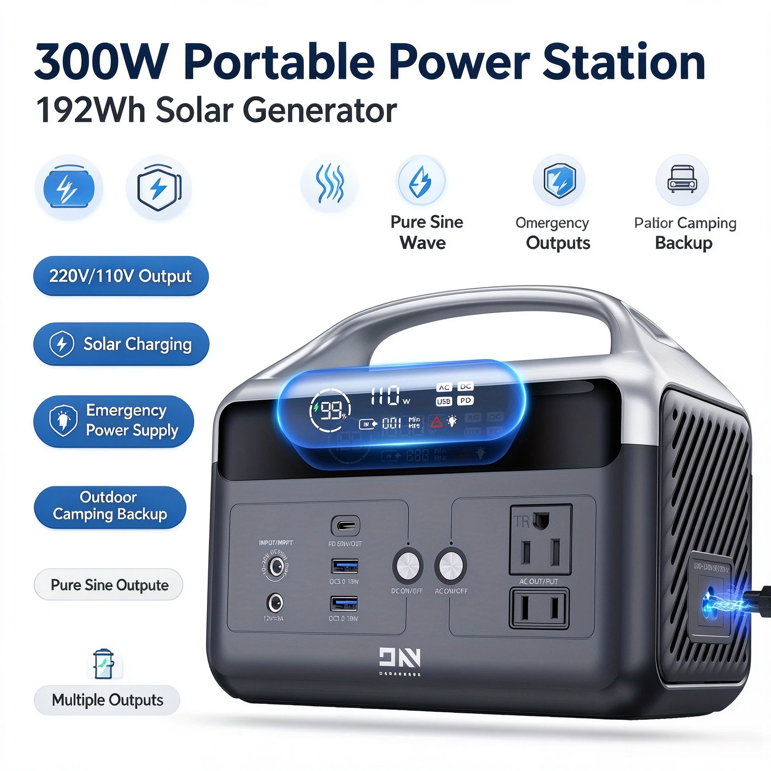 Stasiun Daya Portabel 300W, 19 - Solar Emergency Charger ulasan dan harga